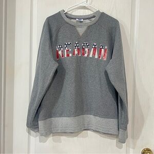 Gray Sweatshirt with Patriotic Text